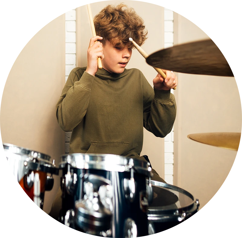 Student playing drums