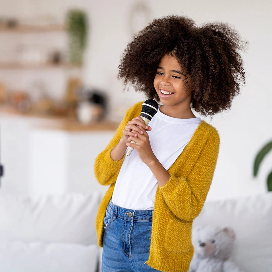 Student taking vocal lessons