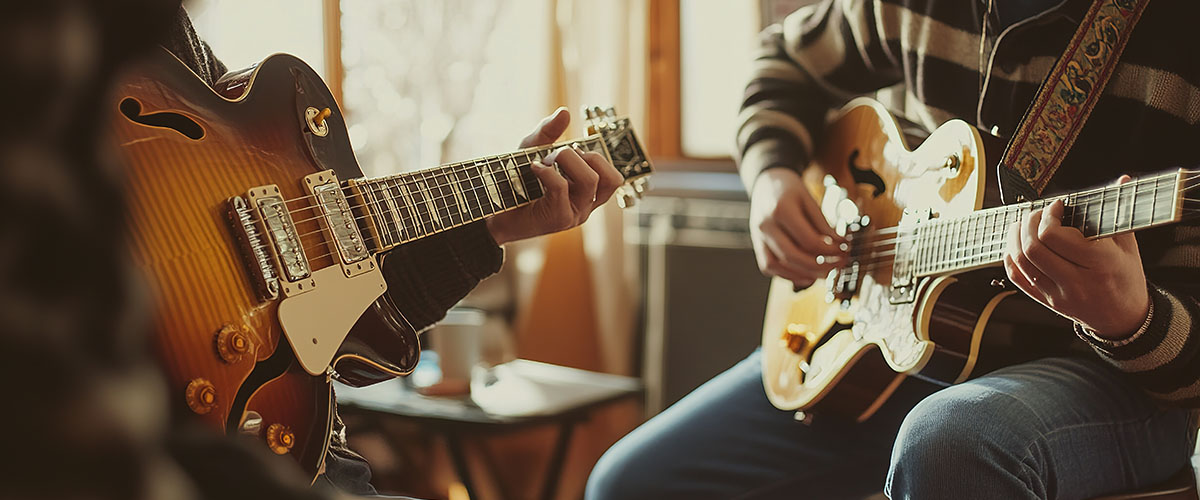  Beginner guitarist playing 